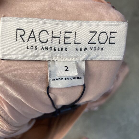 Rachel Zoe Dress Womens 2 Sequin Bellini Pink Long Sleeve Maxi Side Slit Evening - Picture 10 of 14